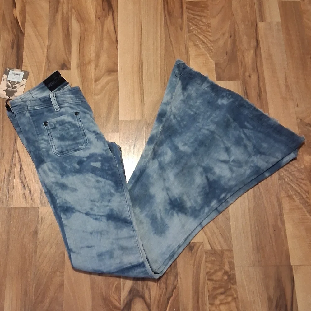 Oneteaspoon Tie Dye Cord Ziggy's Super Flare Bell Bottom Pants - Picture 4 of 11